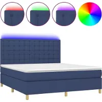vidaXL Boxspringbett mit Matratze & LED Blau 180x200 cm Stoff