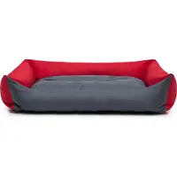 HOBBYDOG Hundekissen Hundebett Schlafplatz Hundekissen Pontes - Eco - 82 x 60 x 16 cm [Größe: XL] - Rot mit Grau