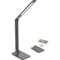 Solight LED dimmbare Lampe mit drahtloser Aufladung, Farbwechsel, grau