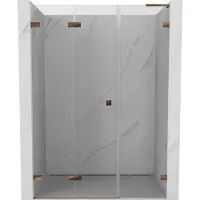 Mexen Lunar-F L faltbare Duschabtrennung links 140 cm, transparent, Roségold - 836SL-140-050-60-00-L