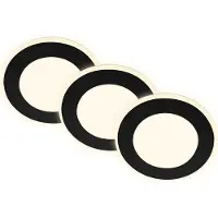 Briloner Gima 3er Set LED Einbaustrahler 230V, Nachtlichtfunktion, Flächen und Ringe sep. schaltbar, Speicherfunktion, Warmweißes Licht, Schwarz, Ø9,3 x 3 cm