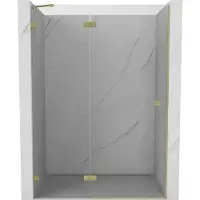 Mexen Lunar Duschflügeltür links 130 cm, transparent, gebürstetes Gold - 834-130-000-55-00-L