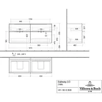 Villeroy & Boch Subway 3.0 Waschbeckenunterschrank, LED-Beleuchtung, 4 Auszüge, 1272x576x478mm, C568L0VL