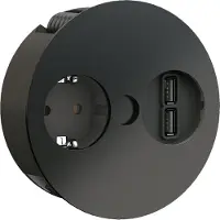 Bachmann TWIST 931.131 Schwarz matt mit Schuko-Steckdose und USB-Doppelcharger / Deutsche Norm / / Steckdose