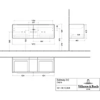 Villeroy & Boch Subway 3.0 Waschbeckenunterschrank, 2 Auszüge, Waschbecken mittig, 1272x429x478mm, C60101VJ