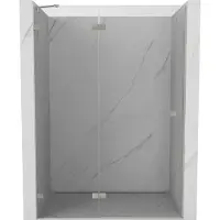 Mexen Lunar Duschdrehtür links 135 cm, transparent, gebürsteter Nickel - 834-135-000-97-00-L