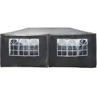 Wiltec Pavillon 3 x 6 m in Grau mit UV-Schutz 50+, Gartenpavillon mit aufrollbaren Seiten, Partyzelt mit Fenstern für z. B. Terrasse und Festival