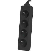 Lanberg PS0-04E-0100-IEC-BK, 1 m, Drinnen, Typ E, Schwarz, 4 AC-Ausgänge, 10 A