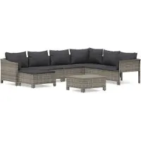 vidaXL 8-tlg. Garten-Lounge-Set mit Kissen Grau Poly Rattan