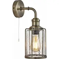 Licht-Erlebnisse Wandlampe Glas Metall E27 H: 32.5 cm in Messing Antik Vintage
