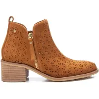 Xti für Damen. 14225503-CAMEL Stiefelette 142255 braun -Absatzhöhe: 5cm (39), 3 bis 5 cm, Reißverschluss, Lässig, Kunstleder