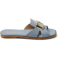Lazamani Pantoletten Damen Blau Wildleder