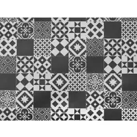 Primaflor PVC Bodenbelag TURVO - Fliese Lissabon - 2,00m x 28,50m - Meterware - Vinyl-Boden in schwarz weiß Fliesenoptik für Küche, Wohn- und Badezimmer, Hochwertige Auslegware, Anti-Rutsch Oberfläche