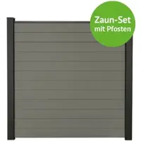 MR-Zaun Terra Komplettset mit Alu-Pfosten, Grau, 17,02 m