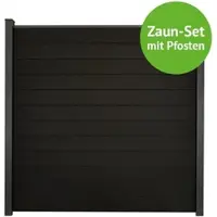 MR-Zaun Terra Komplettset mit Alu-Pfosten, Schwarz co-ex., 22,66 m