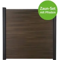 MR-Zaun Terra Komplettset mit Alu-Pfosten, Walnuss co-ex., 5,74 m