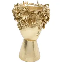 Kare Deko-Vase Flowercrown, Höhe 30 cm, Ø 20 goldfarben Flowercrown, messing / gold, für Wohn- / Esszimmer, Kunststoff, Design
