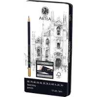 Astra Zestaw ołówków do szkicowania Artea mix 12 sztuk metalowym pudełku