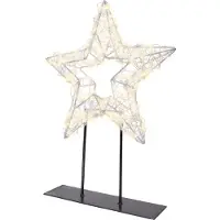 Lumineo Warmweiß 300 Micro-LED beleuchteter Stern Tischlampe weiß silber 28 x 37 cm