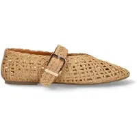 Manfield Beigefarbene Raffia-Ballerinas | Größe 38