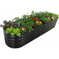 Relaxdays Hochbeet, Metall, XXL, Blumen, Pflanzen & Gemüse, HxBxT: 45x240x60 cm, halbrundes Pflanzenbeet, anthrazit