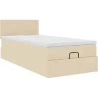 Syfax Ottoman-Bett mit Matratze Creme 90x200 cm Stoff
