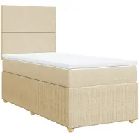 Syfax Boxspringbett mit Matratze Creme 80x200 cm Stoff