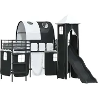 Syfax Kinderloftbett Schwarz 90 x 190 cm Metall
