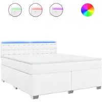 Syfax Boxspringbett mit Matratze Weiß 180x200 cm Kunstleder