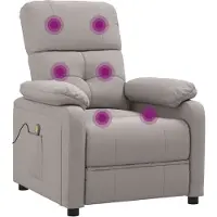 Syfax Massagesessel Stoff Taupe mit manueller Liegefunktion und Vibrationsfunktion 73x90x100 cm