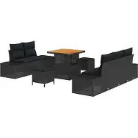 vidaXL Gartensofa-set 8 stk. 7-Sitzanzahl Schwarz Poly Rattan