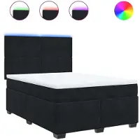 Syfax Boxspringbett mit Matratze Schwarz 160x200 cm Samt