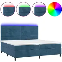 Syfax Boxspringbett mit Matratze & LED Dunkelblau 200x200 cm Samt