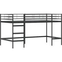 Syfax Kinderloftbett Uni Schwarz 100 x 200 cm Stahl