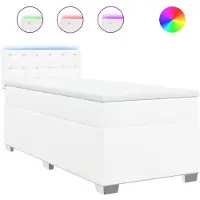 vidaXL Boxspringbett mit Matratze Weiß 90x200 cm Kunstleder