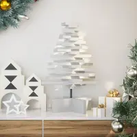 vidaXL Schlichtes Weihnachtsbaum zum Schmücken Weiß 60 cm Massivholz Kiefer - Künstliche Weihnachtsbäume DE9078956 1parcel