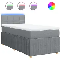 Syfax Boxspringbett mit Matratze Hellgrau 100x200 cm Stoff