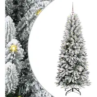 vidaXL "Schlussverkauf" Künstlicher Weihnachtsbaum(1 pc) - Kunstbaum/Tannenbaum - mit 150 LEDs mit Ständer Weiß 150 cm C7530