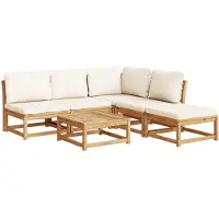 vidaXL 6-tlg. Garten-Lounge-Set mit Kissen Massivholz Akazie