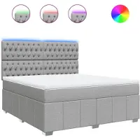 Syfax Boxspringbett mit Matratze Hellgrau 180x200 cm Stoff