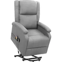 vidaXL Massagesessel mit Aufstehhilfe Hellgrau Stoff - Massagesessel CC15934
