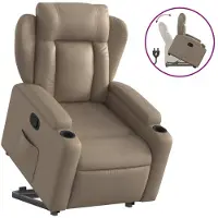 Syfax Relaxsessel mit Aufstehhilfe Cappuccino-Braun Kunstleder