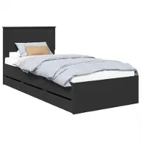 Syfax Bettrahmen mit Schubladen Schwarz 90 x 190 cm Ingenieurs Holz