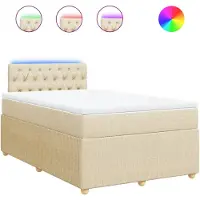 Syfax Boxspringbett mit Matratze Creme 120x200 cm Stoff