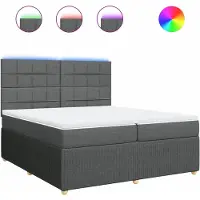 Syfax Boxspringbett mit Matratze Dunkelgrau 200x200 cm Stoff