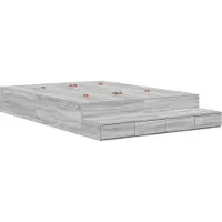 Syfax Aufbewahrungsbettgestell Graues Sonoma 135 cm Holzwerkstoff