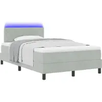 Syfax LED Boxspringbett mit Matratze Hellgrau 120 x 190 cm Samt