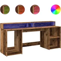 vidaXL LED-Schreibtisch Altholz-Optik 200x55x91 cm Holzwerkstoff