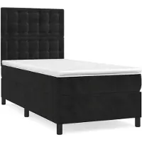 Syfax Boxspringbett mit Matratze Schwarz 80x200 cm Samt