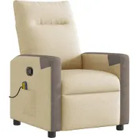 Syfax Massagesessel Creme Stoff mit manueller Liegefunktion, Vibrationsfunktion, 6 Massagepunkten, 69x86x100 cm